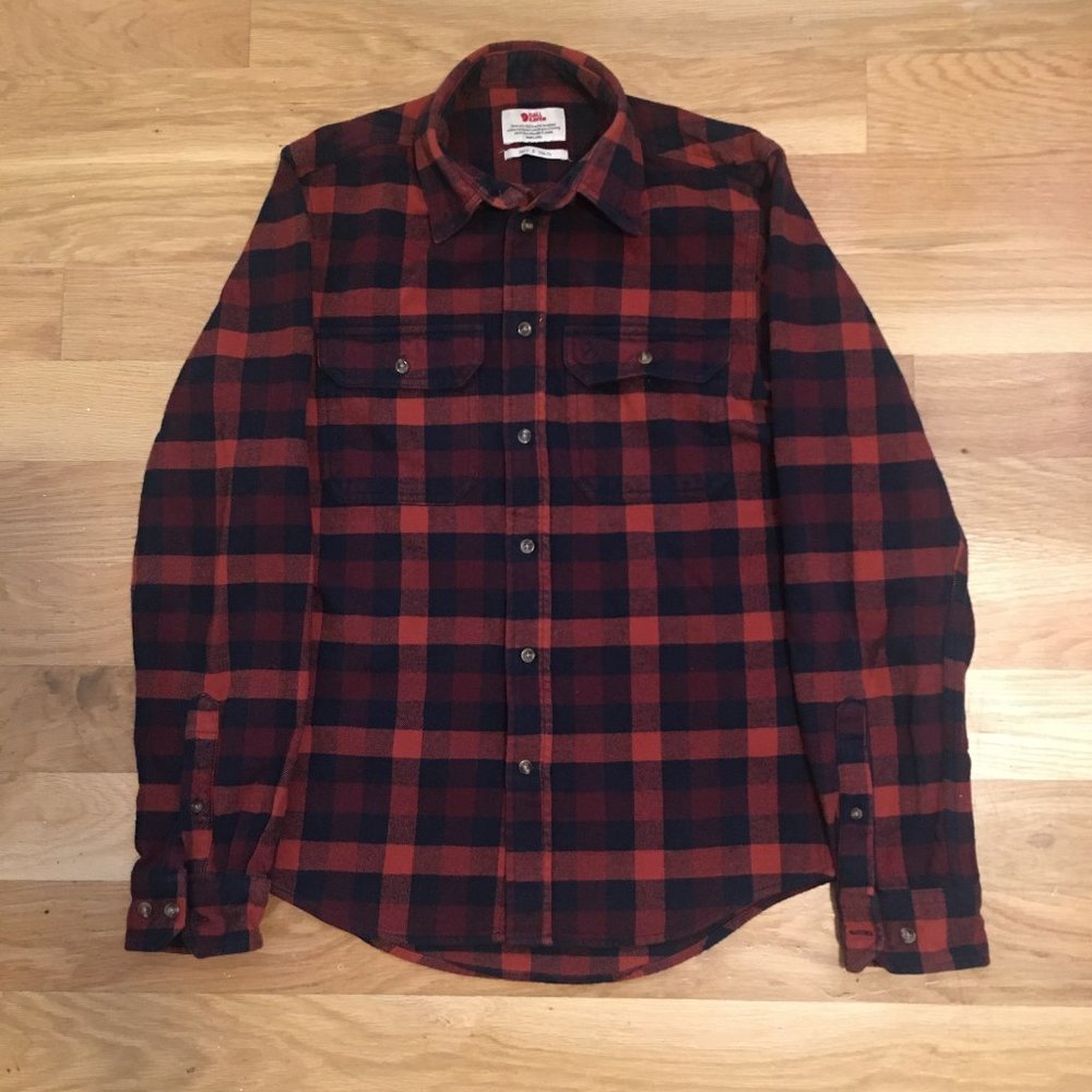 Fjällräven Men's 'Skog' Flannel, Red/Navy, Size S